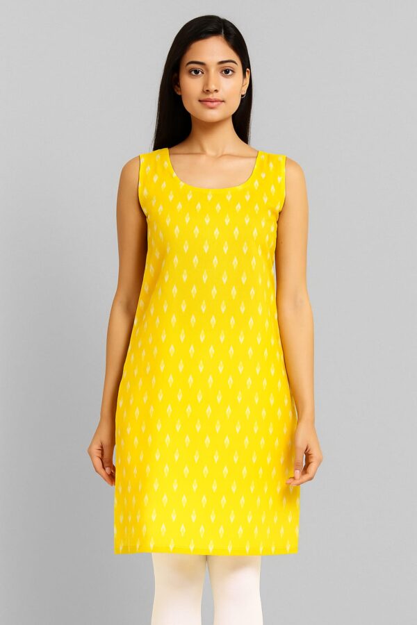 Pure Cotton yellow Short Kurti