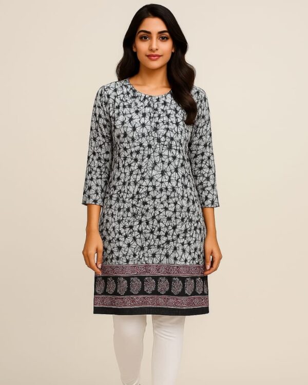Pure Cotton Full Sleeve Black Kurti