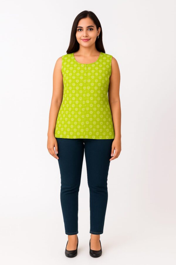 Pure Cotton Green Short Kurti