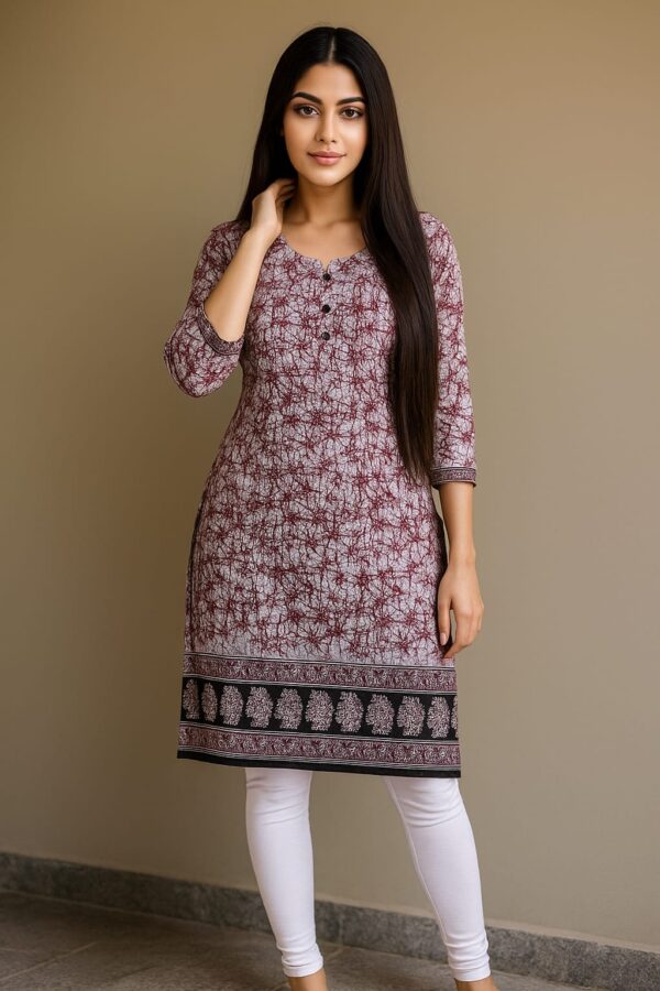 Pure Cotton Full Sleeve Maroon Kurti