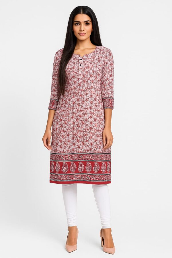 Pure Cotton Full Sleeve Red Kurti
