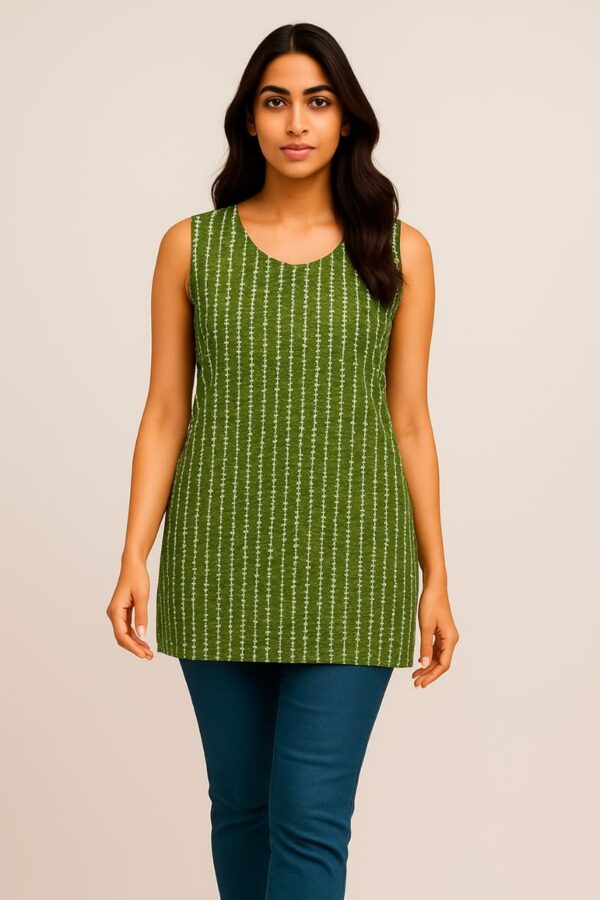 Pure Cotton  green Short Kurti