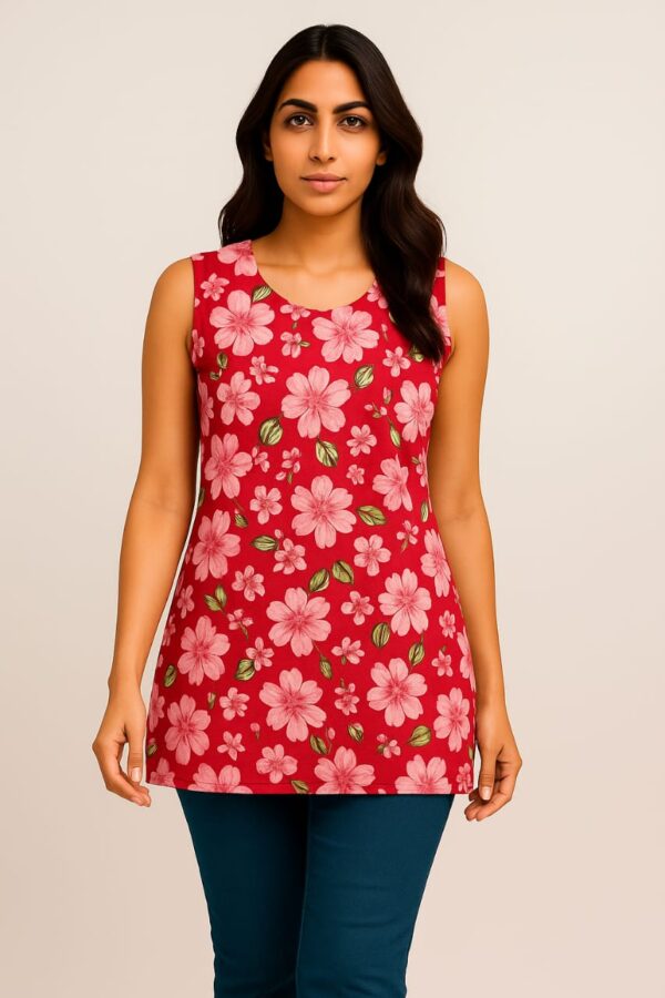 Pure Cotton Red Short Kurti