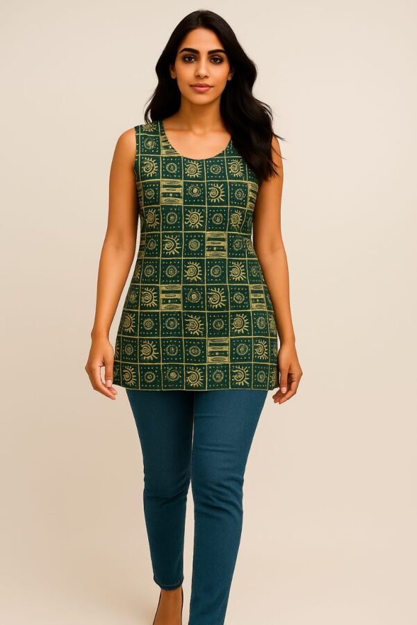 Pure Cotton green Short Kurti
