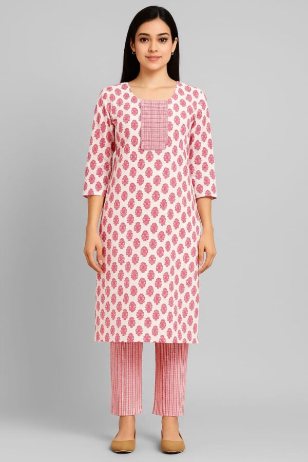 pure cutton kurti pant set pink 2 piece Size 40
