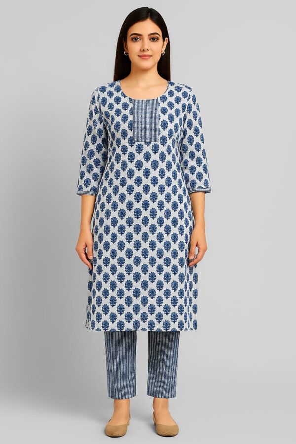 pure cutton kurti pant set Blue 2 piece Size 40