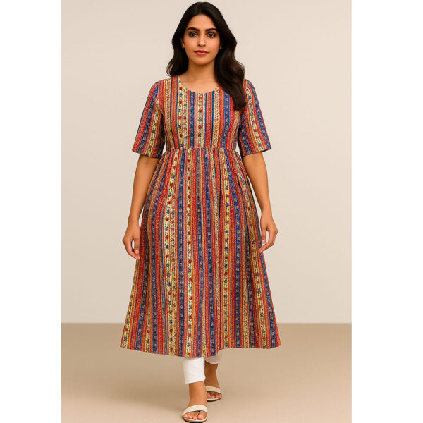 Rayon Gown Multicolour Red